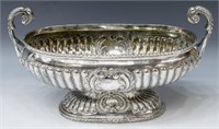 LARGE 900 SILVER HANDLED & FOOTED CENTER BOWL