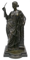LARGE PATINATED BRONZE, ROBED CLASSICAL BEAUTY