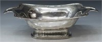 LARGE SILVER HANDLED & PIERCED FOOT CENTER BOWL