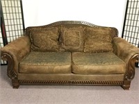 Faux Leather and Tapestry Sofa