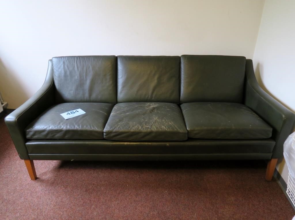 Forekomme Udgående pære 3 pers. sofa Børge Mogensen 2209 Grøn læder | Campen Auktioner A/S