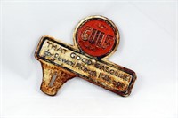 Vintage Cast Iron Gulf License Plate Topper