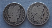 1900 and 1900-O Barber Silver Half Dollar Coins