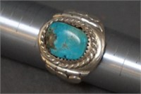 Native American Silver and Turquoise size 10 Ring