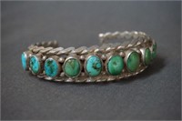 Native American Silver and Turquoise Cuff Bracelet