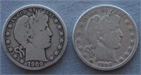 1909 and 1909-S Barber Silver Half Dollar Coins