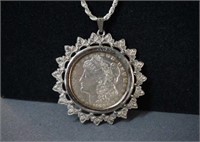 1921 Morgan Pendant Sterling Silver Chain Necklace