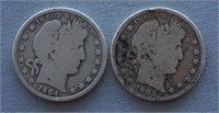 1904 and 1905-S Barber Silver Half Dollar Coins