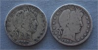 1908-O and 1908-S Barber Silver Half Dollar Coins