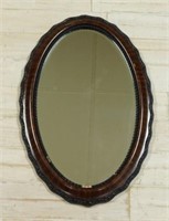 Bead Work Trimmed Oval Beveled Wall Mirror.