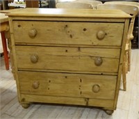 Rustic English Victorian Pine Chest.