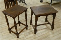 Block and Turned Oak Occasional Tables.