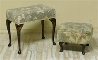 Queen Anne Upholstered Bench and Footstool.