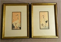 Japanese Crane Motif Woodblock Prints.