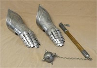 Medieval Inspired Metal Gauntlets and Mace.