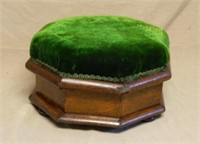Victorian Mahogany Velvet Upholstered Footstool.