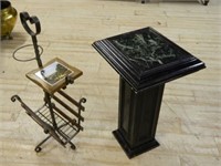 Marble Top Pedestal and Petite Wine Table.