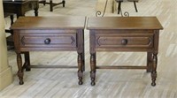 Rustic Continental Style Oak Side Tables.