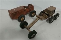 Tin Structo toy construction trucks
