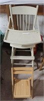 Vintage wooden highchair & child's folding chair