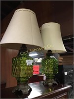 2 MATCHING GREEN LAMPS