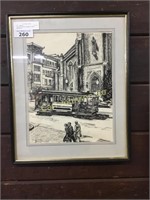 CABLE CAR ORIGINAL DRAWING BY HENRY BIEDERSTADT