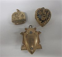 Grouping of Gold Toned Antique Locket Pendants