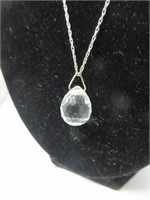 Ladies Sterling Silver Crystal Pendant Necklace