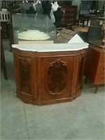 Antique marble top console cabinet