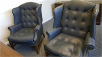 2 Leather Wing Back Chairs