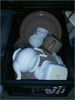 Crate of dishes