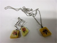 Ladies Artisan Stone Necklace & Earring Set