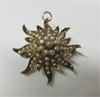 14K Gold Pendant with Pearls