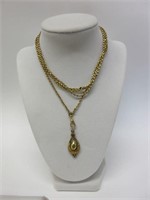 Gold Toned Mizpah Pendant Necklace