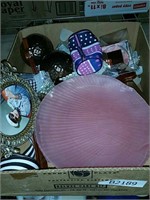 Box of pink seashell plates Etc