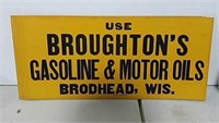 Broughton's gasoline & motor oils signs