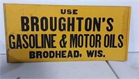 Broughton's gasoline & motor oils signs