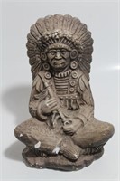 CHALKWARE INDIAN CHIEF W/PEACE PIPE 9" TALL