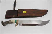 LARGE FIXED BLADE KNIFE, BLADE ENGRAVED J. BOWIE