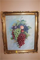 STILL LIFE GRAPES OIL ON BOARD BY THEO CARNEY