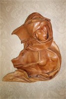 LEATHER SCUPLTURE OF LADY MARKED COSTA RICA