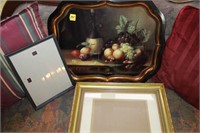TIN SERVING TRAY & PICTURE FRAME