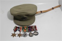 VINTAGE MILITARY CAP W/ VINTAGE RIBBONS AND