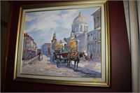 HANDSOME CAB OIL ON CANVAS BY WAMMES FRAMED AND