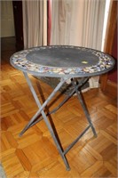 WROGHT IRON ROUND TABLE MOSAIC BOARDER 27.5"