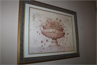 GRECIAN URN STYLE PRINT FRAMED AND MATTED, 36" X