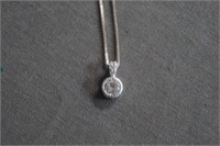 Sterling Silver and Round CZ Pendant Necklace