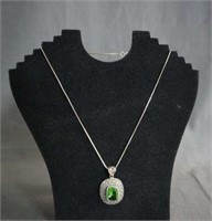Sterling Silver and Emerald Pendant Necklace