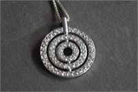 Sterling 925 CZ Triple Circle Pendant Necklace