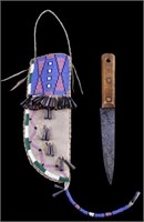 Lakota Sioux Beaded Sheath & 19th Century Knife